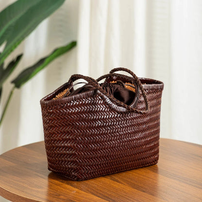 Bianca Handgeflochtene Ledertasche