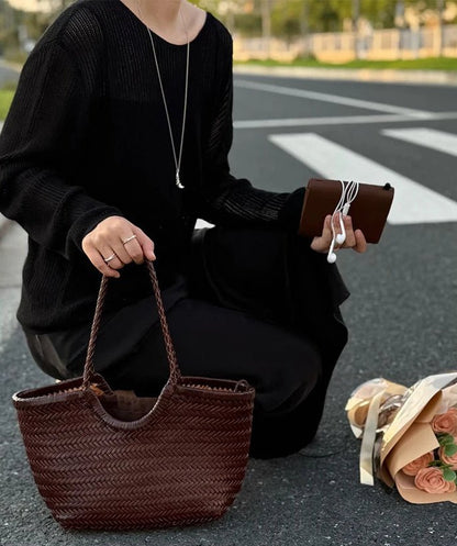 Bianca Handgeflochtene Ledertasche