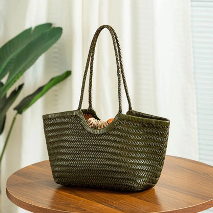 Bianca Handgeflochtene Ledertasche