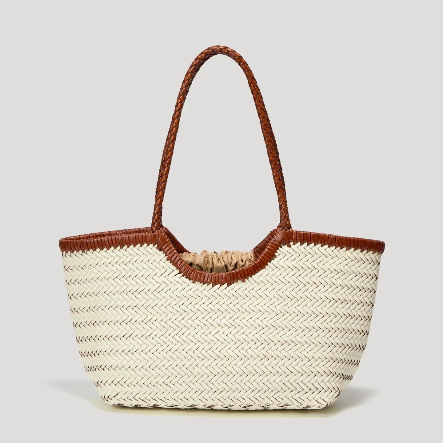 Bianca Handgeflochtene Ledertasche