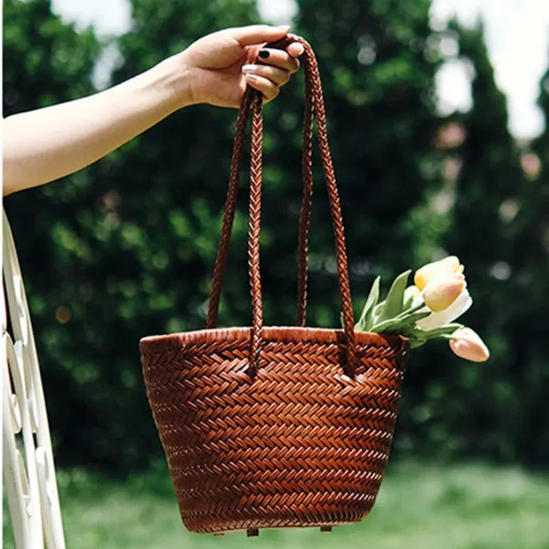 Blair Braided Bucket Shoulder Bag