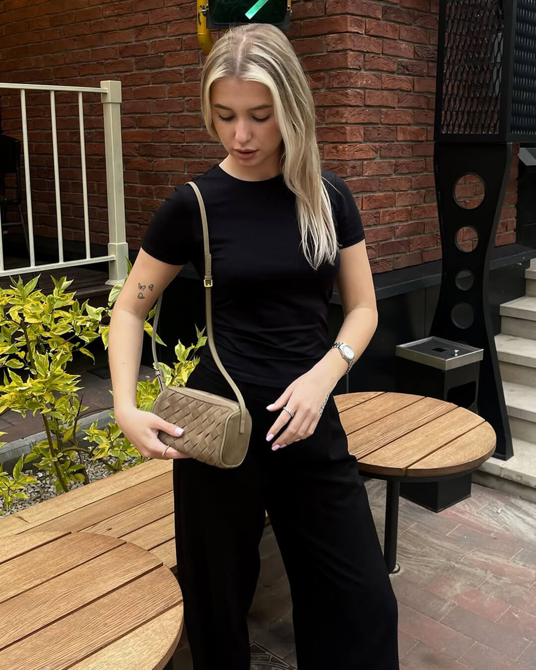 Jessica Geflochtene Wildledertasche