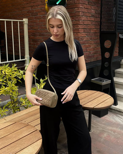 Jessica Geflochtene Wildledertasche