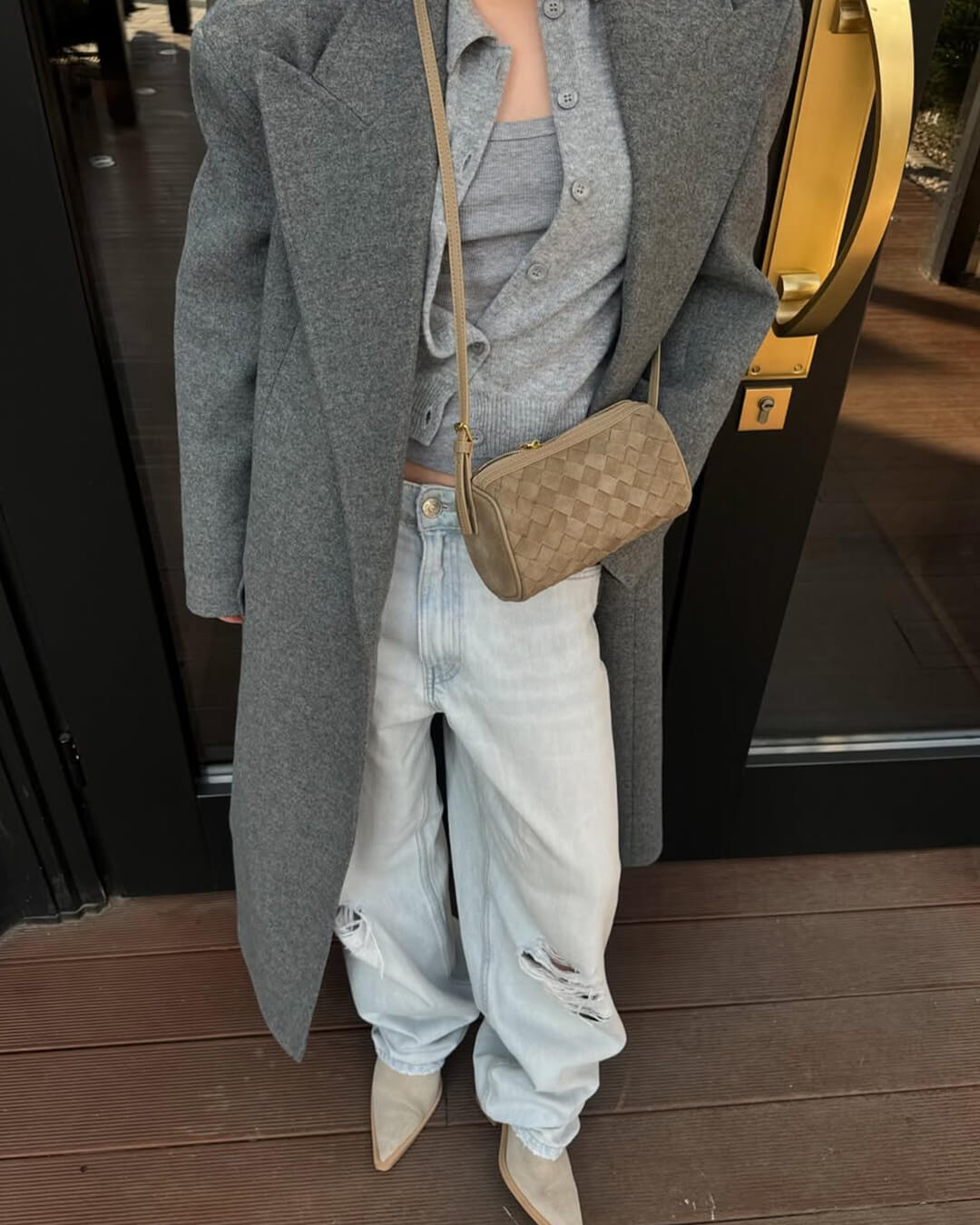 Jessica Geflochtene Wildledertasche