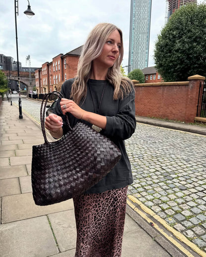 Marissa Vegane Leder Geflochtene Tasche Mittel