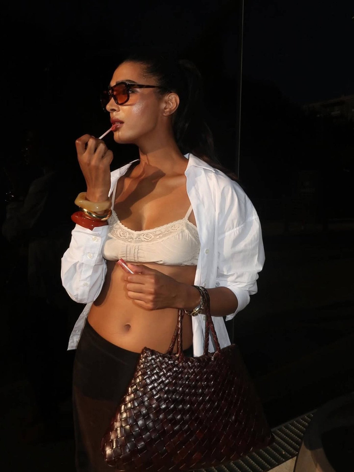 Marissa Vegane Leder Geflochtene Tasche Mittel