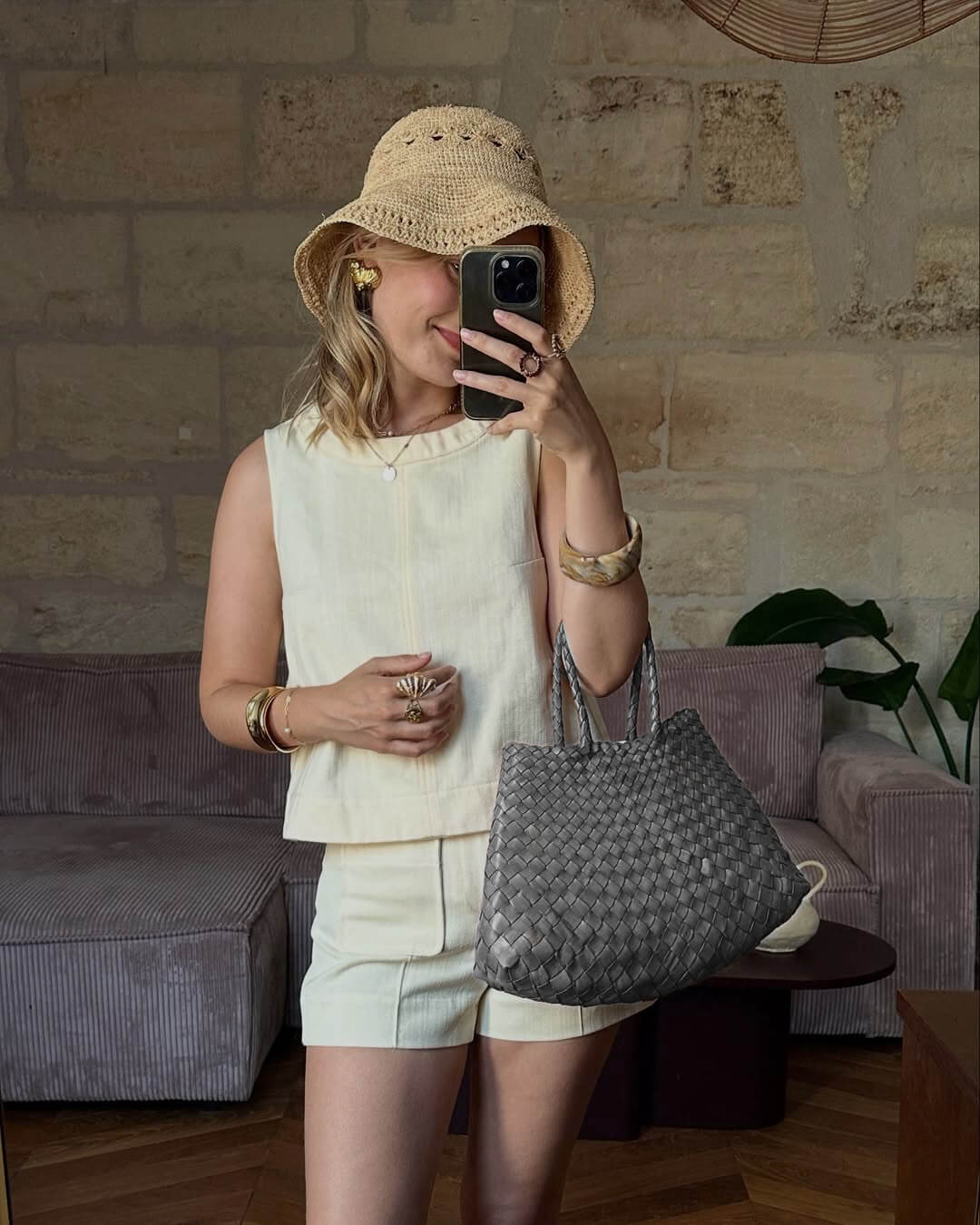 Marissa Vegane Leder Geflochtene Tasche Mittel