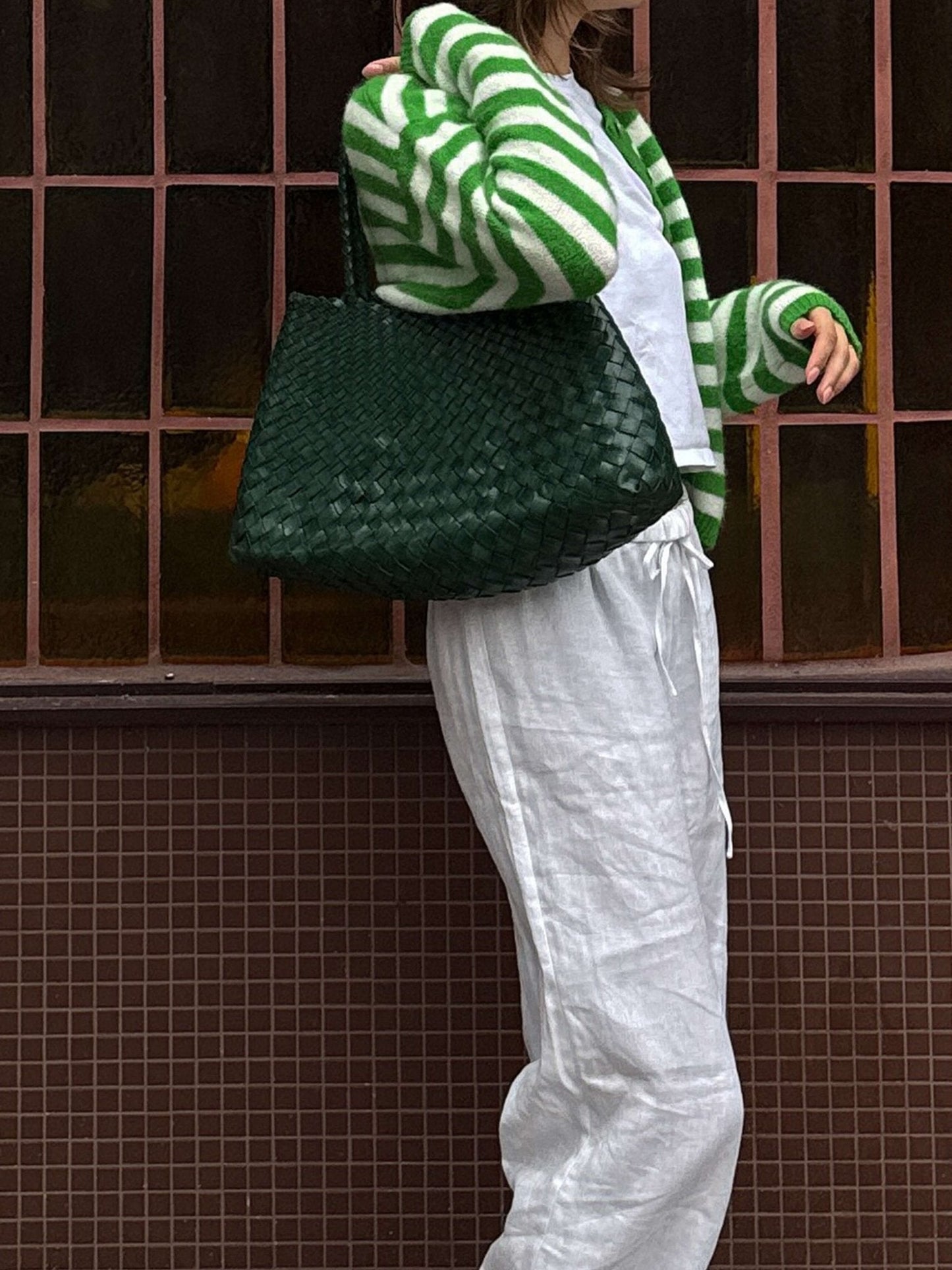 Marissa Vegane Leder Geflochtene Tasche Mittel