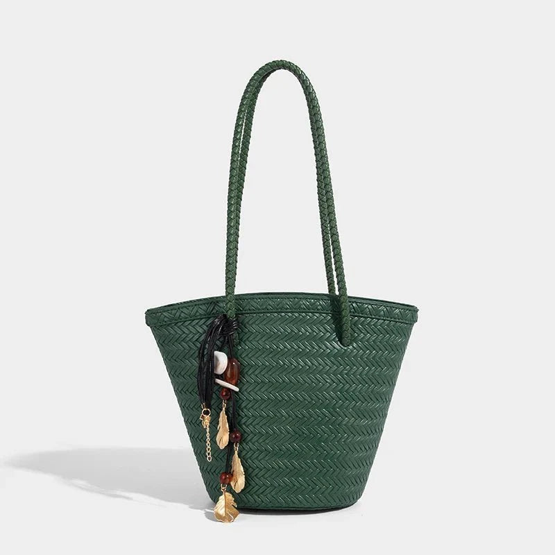 Meryl Braided Bucket Handbag with Pouch