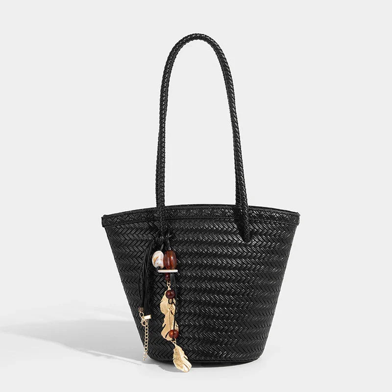 Meryl Braided Bucket Handbag with Pouch