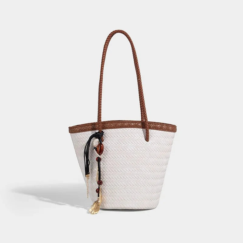 Meryl Braided Bucket Handbag with Pouch