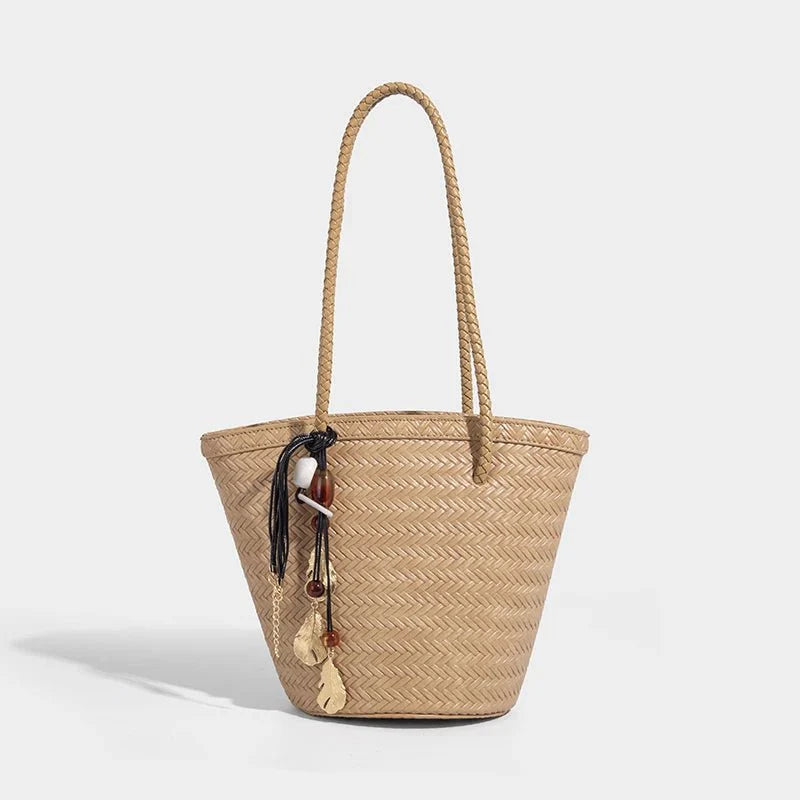 Meryl Braided Bucket Handbag with Pouch
