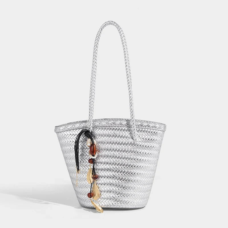 Meryl Braided Bucket Handbag with Pouch