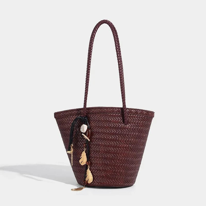 Meryl Braided Bucket Handbag with Pouch