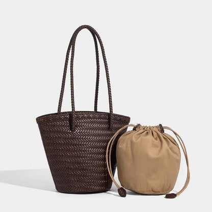 Meryl Braided Bucket Handbag with Pouch