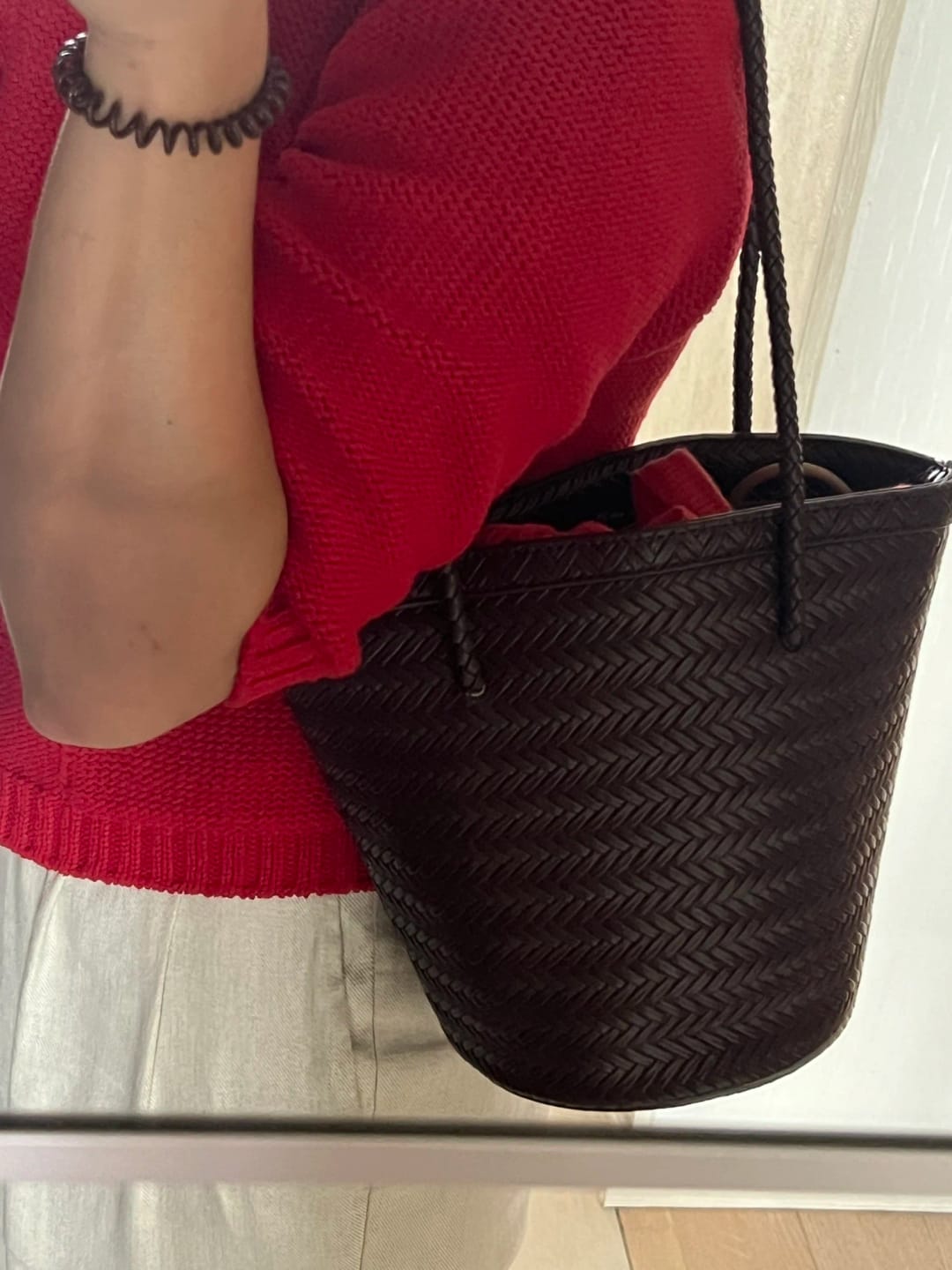 Meryl Braided Bucket Handbag with Pouch