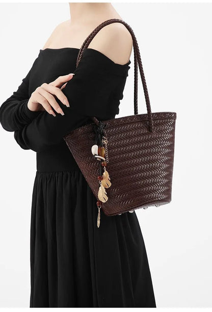 Meryl Braided Bucket Handbag with Pouch
