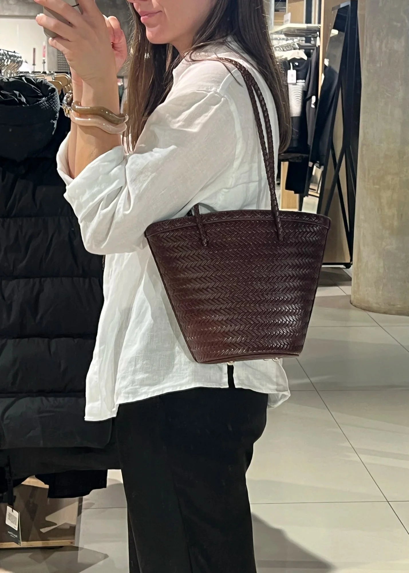 Meryl Braided Bucket Handbag with Pouch