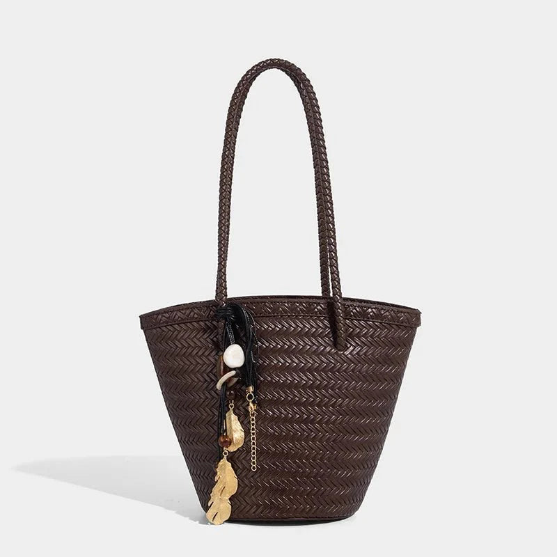 Meryl Braided Bucket Handbag with Pouch