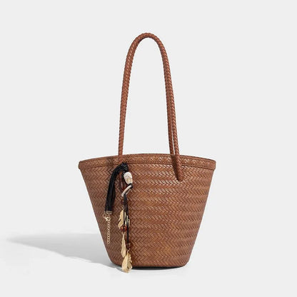 Meryl Braided Bucket Handbag with Pouch