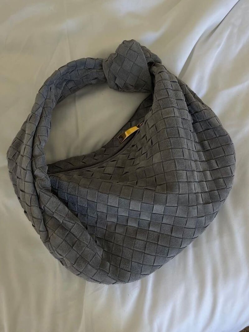 Geflochtene Tasche Medium Veloursleder