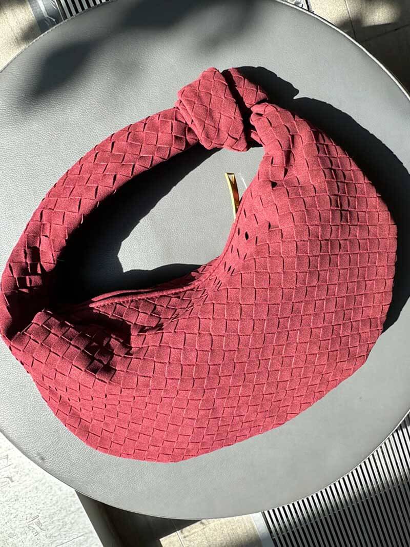 Geflochtene Tasche Medium Veloursleder