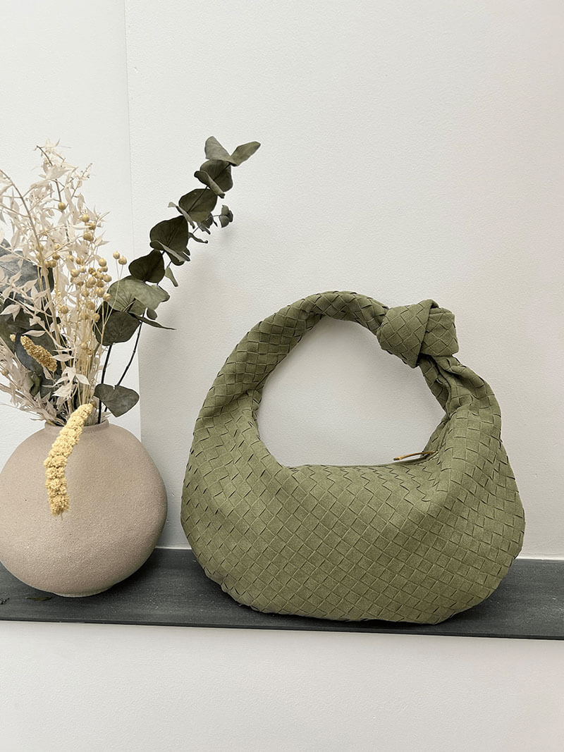 Geflochtene Tasche Medium Veloursleder