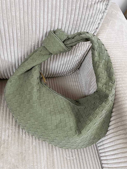 Geflochtene Tasche Medium Veloursleder