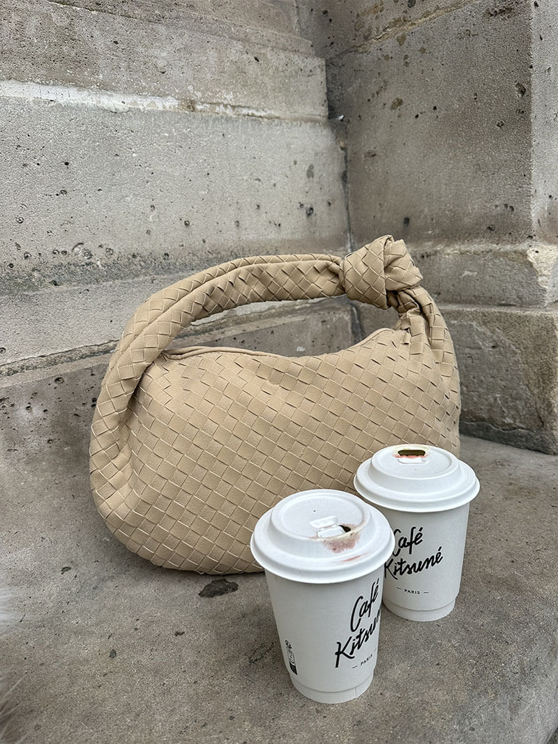 Geflochtene Tasche Medium Veloursleder