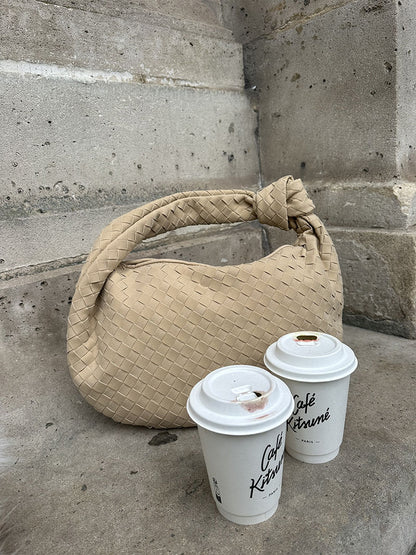 Geflochtene Tasche Medium Veloursleder