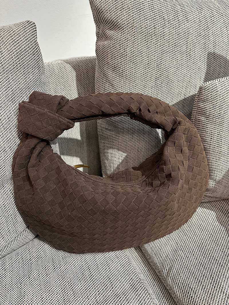 Geflochtene Tasche Medium Veloursleder