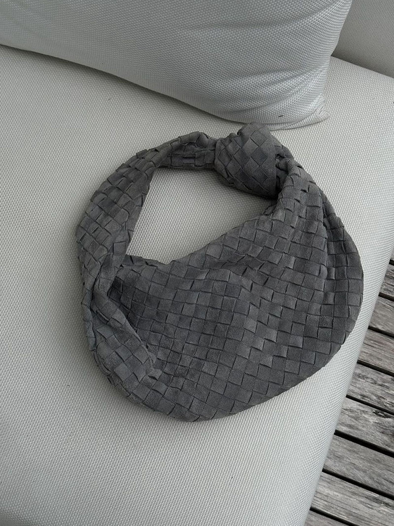 Geflochtene Tasche Medium Veloursleder