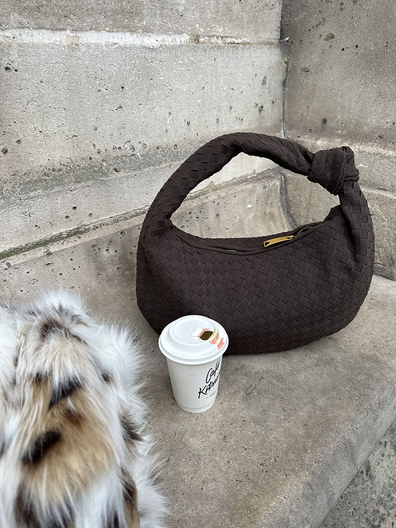 Geflochtene Tasche Medium Veloursleder