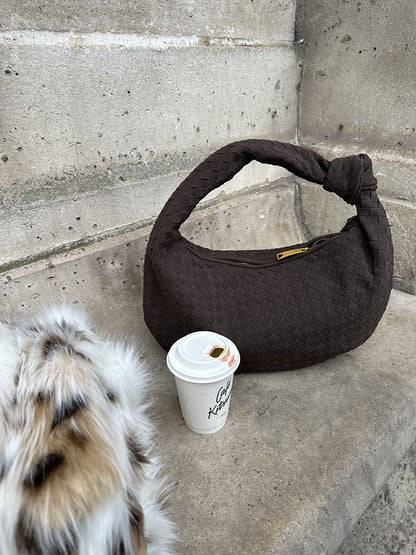 Geflochtene Tasche Medium Veloursleder