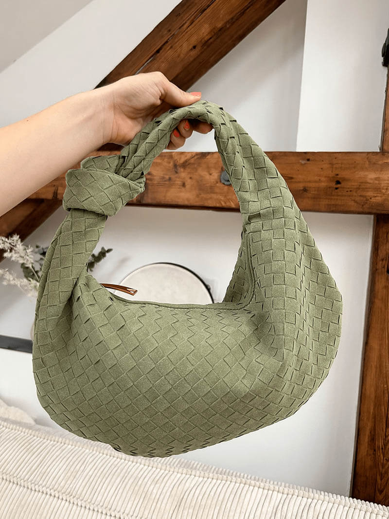 Geflochtene Tasche Medium Veloursleder