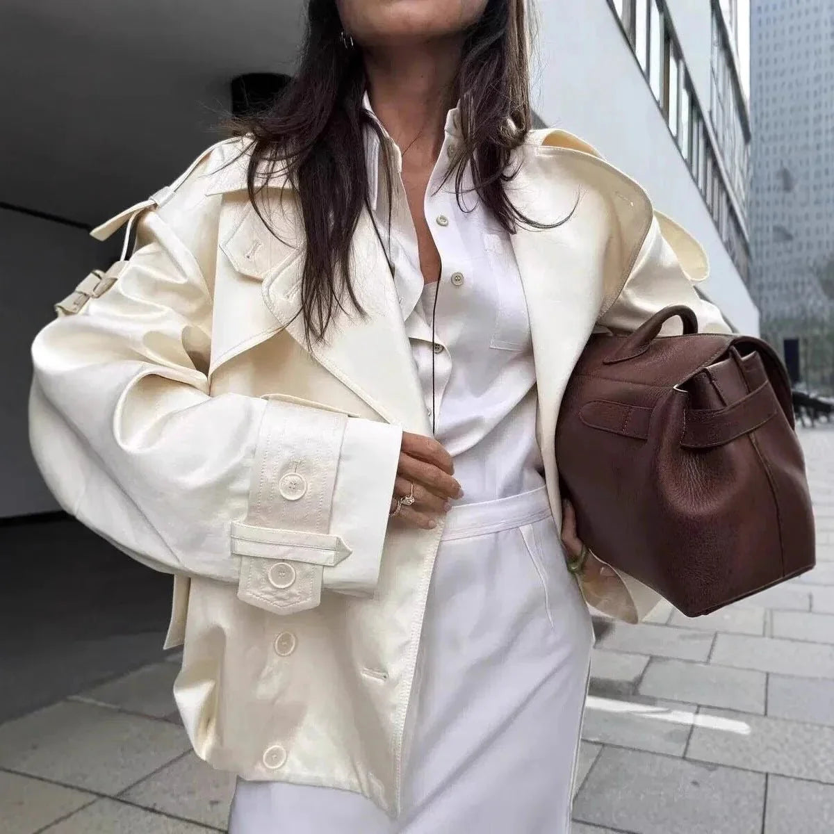 Anais Retro-Windjacke mit Doppelknopf