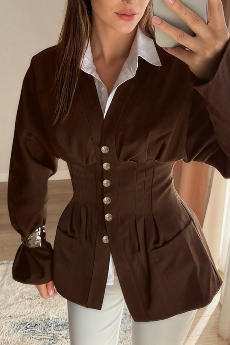 Beatrice Falten Slim Vintage Taillenblazer