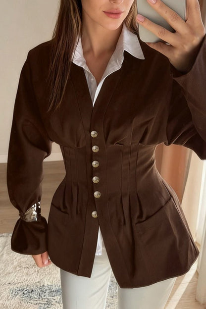 Beatrice Falten Slim Vintage Taillenblazer