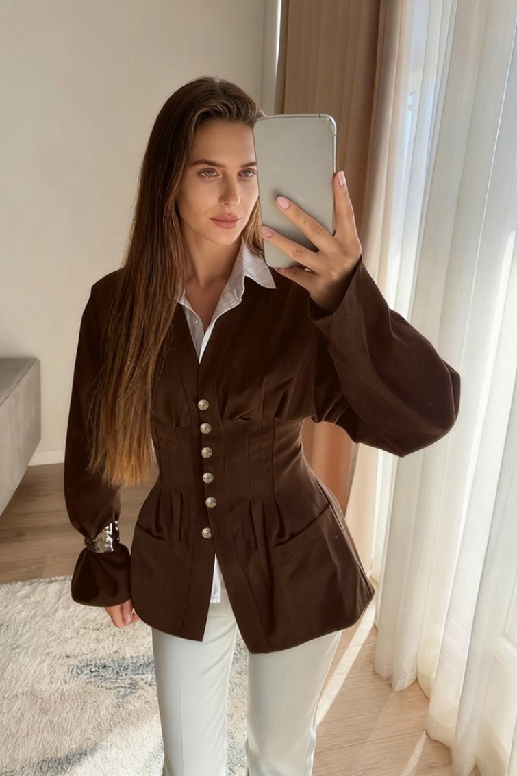 Beatrice Falten Slim Vintage Taillenblazer