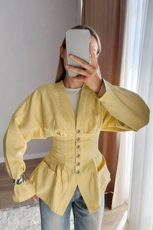 Beatrice Falten Slim Vintage Taillenblazer