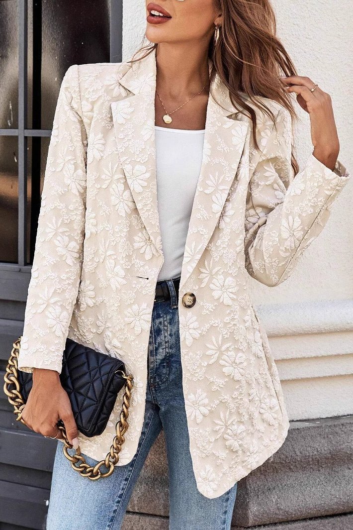 Celeste-Jacquard-Blazer mit Ein-Knopf
