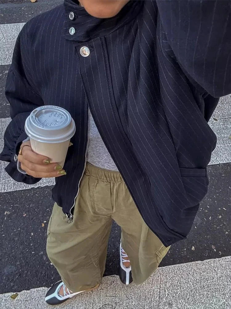 Magnolia Pinstripe Bomberjacke
