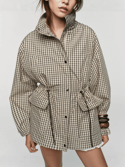 Myla Check Kapuzen-Zip-Jacke