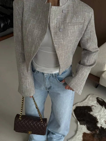 Anneliese Cropped-Blazer mit Knopfleiste