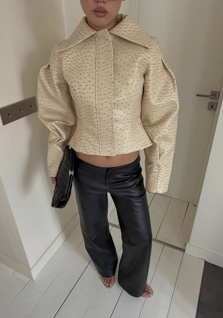 Rosette Ostrich Kunstlederjacke