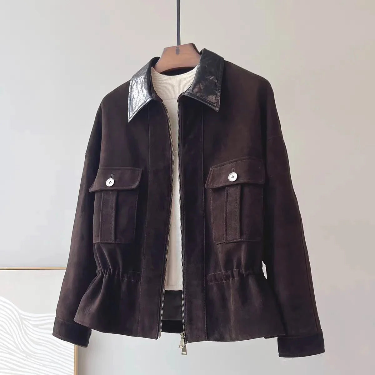 Sharmaine Slim Fit Wildlederjacke