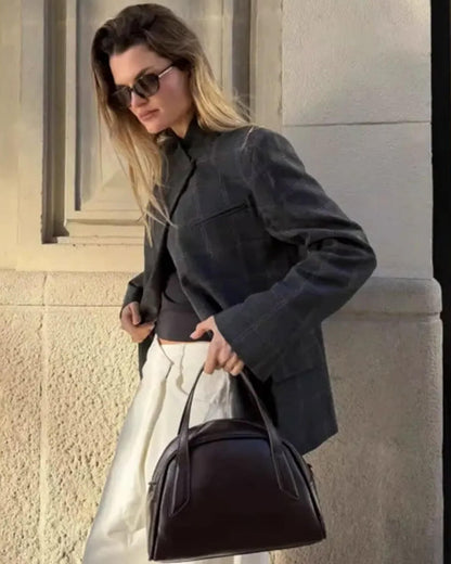 Sofia Karierter Stehkragen-Blazer