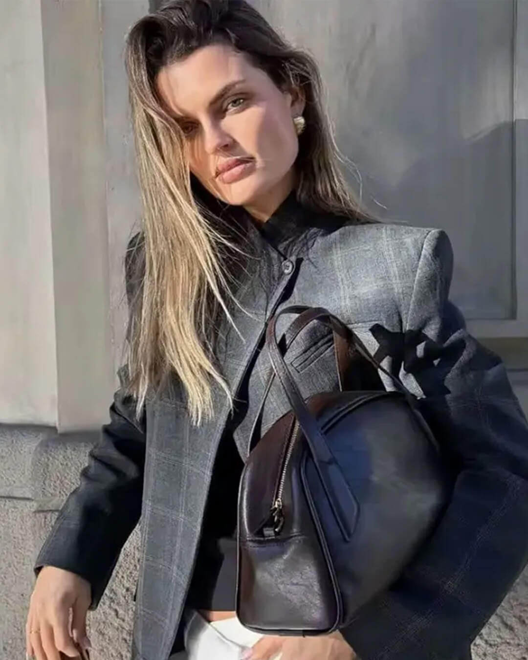 Sofia Karierter Stehkragen-Blazer