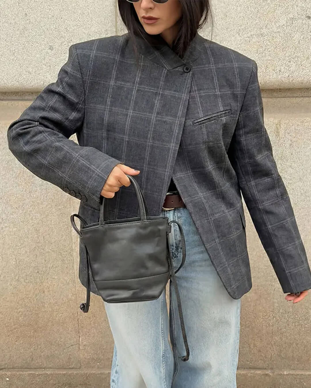 Sofia Karierter Stehkragen-Blazer