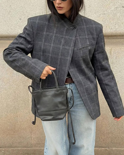 Sofia Karierter Stehkragen-Blazer